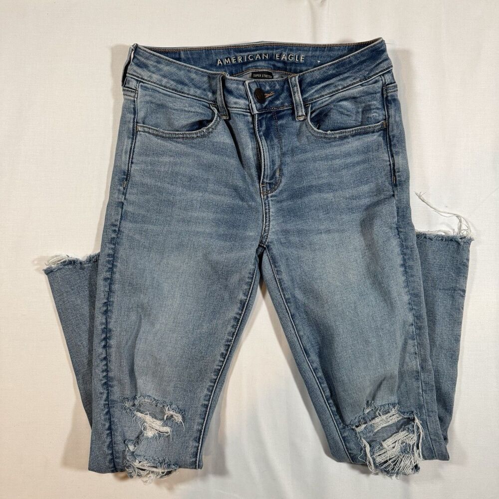 American Eagle Jeans Womens 4 Short Blue Denim Super Stretch Jegging